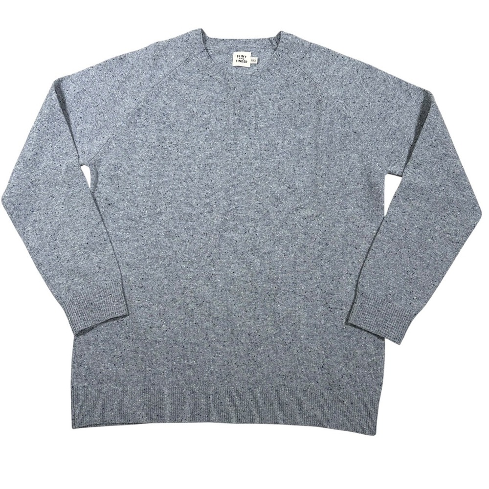 Flint and Tinder Crewneck Sweater Mens XXLT Merino Wool Speckled Donegal Gray